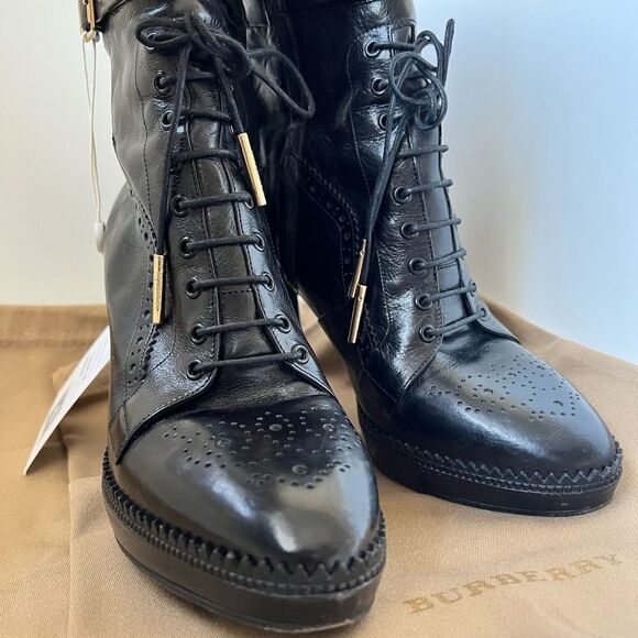 Burberry Brogue Manners 100 Platform Ankle Boots / Booties Size 38 - Picture 10 of 13